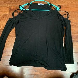 Open shoulder long sleeve shirt